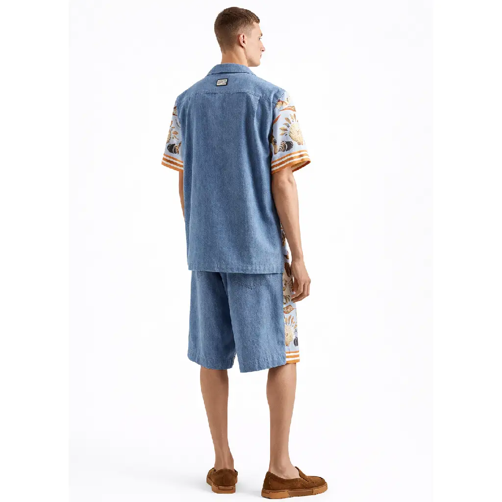 American Idol S24 Luke Bryan Denim Collar Hawaiian Shirt