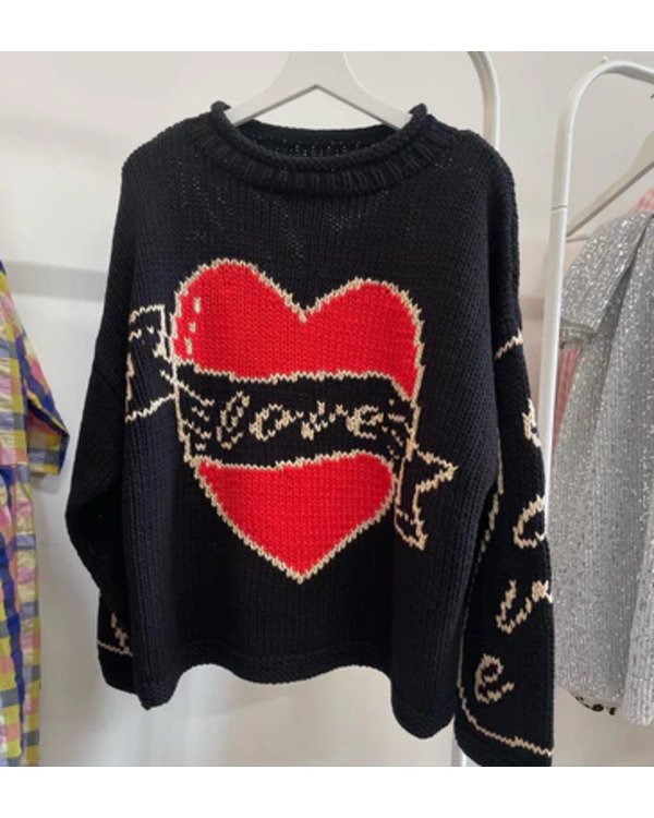 Bad Sisters S02 Eve Hewson Love Black Heart Sweater - Image 2