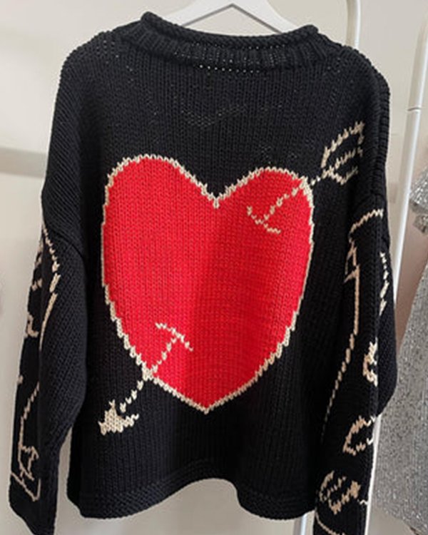 Bad Sisters S02 Eve Hewson Love Black Heart Sweater - Image 3