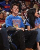 Timothee-Chalamet-New-York-Knicks-v-Cleveland-Cavaliers-Blue-Shirt-2